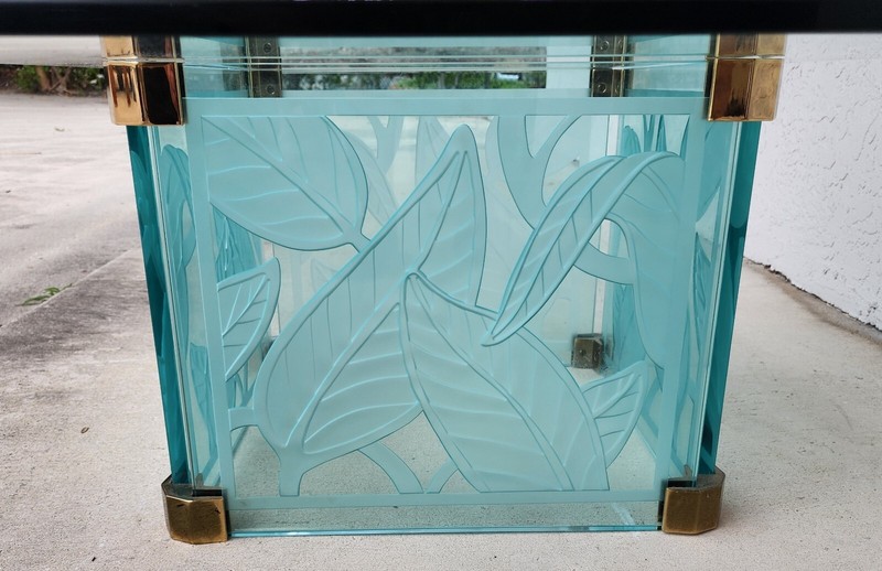 Coffee Cocktail Table Etched Glass Dennis Abbe Coastal Palm Beach gallery