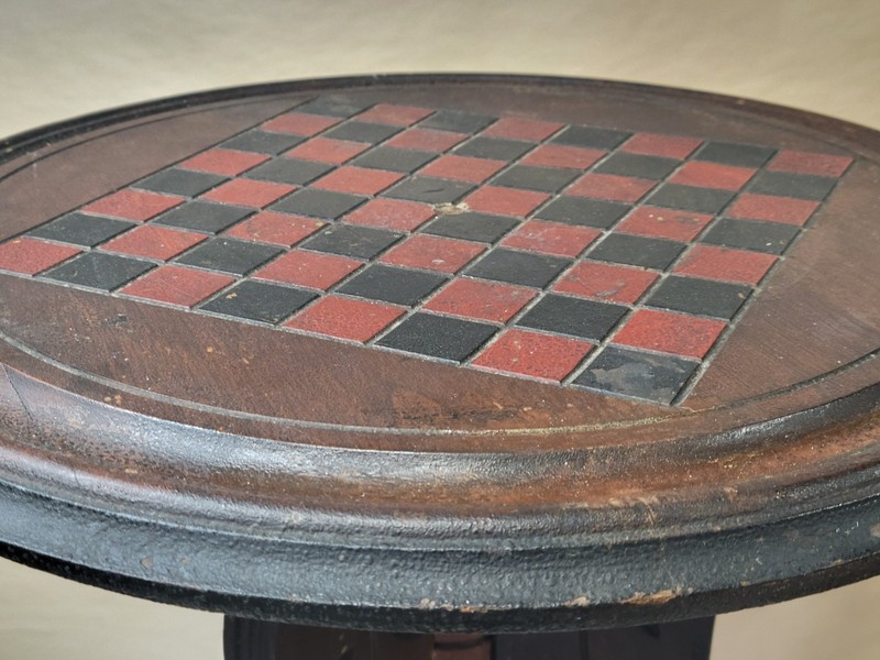 Victorian Game Table Antique c1880s Small Checker Board Chess Eastlake Carved gallery
