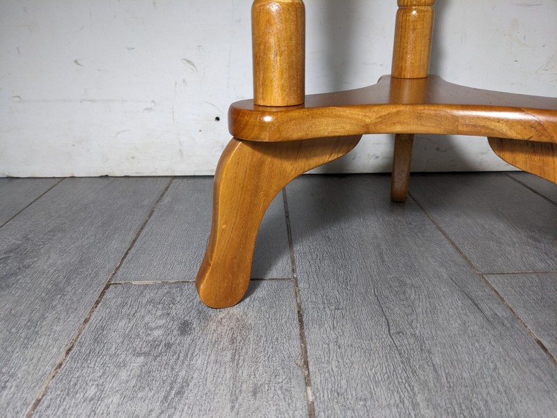 Vintage Powell Rustic Farmhouse Country Wood Round Pedestal Table Plant Stand gallery