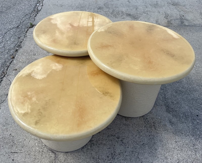 Karl Springer Style Goatskin Mushroom Nesting Tables gallery