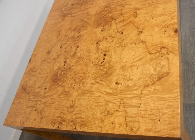 Milo Baughman Seamless 84” Parson Burl Dining Table gallery