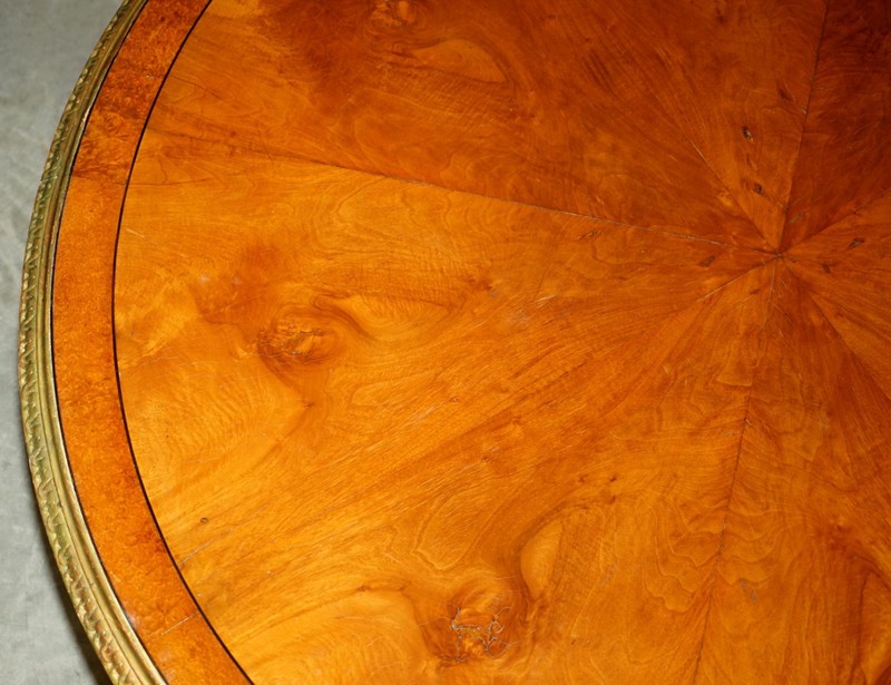 IMPORTANT CONTINENTAL WALNUT AMBOYNA GILTWOOD DINING OR EXTRA LARGE CENTRE TABLE gallery