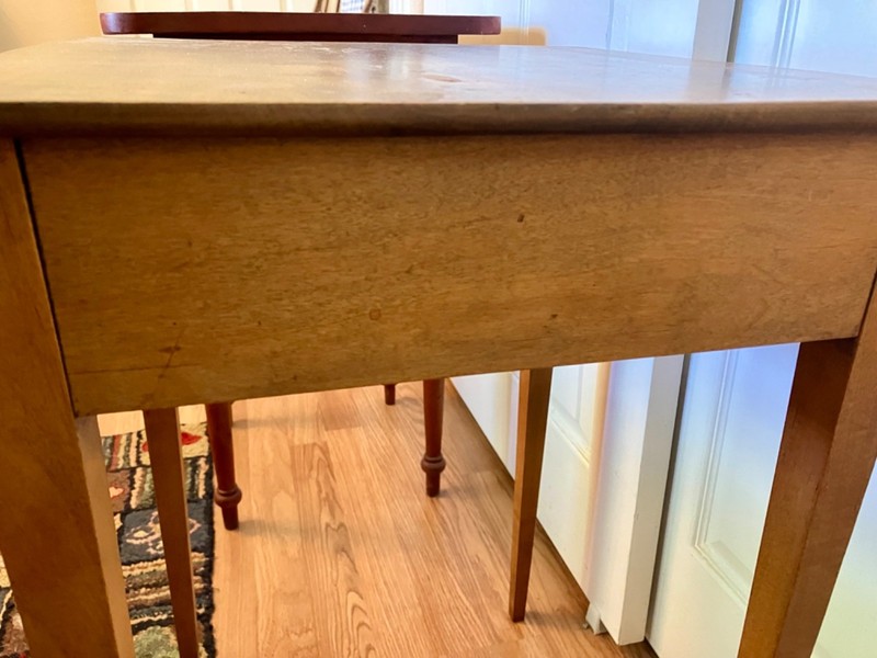 Antique 19th C. Tiger Maple 1-Drawer Stand, Side Table, Dovetailed, Cut Nails gallery