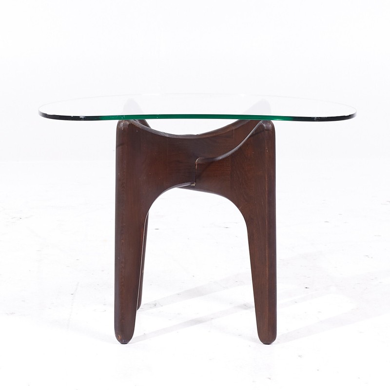 Adrian Pearsall Mid Century Walnut and Glass Side Tables - Pair gallery