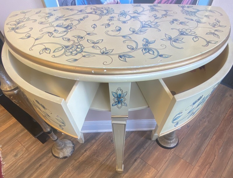 Mid-Century Imperial Demi-Lune Console Table gallery