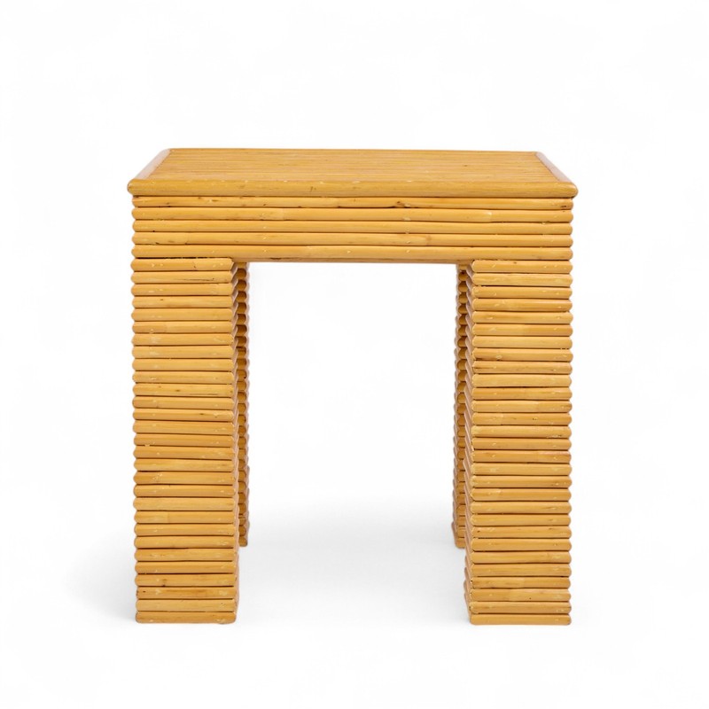 McGuire Style Mid Century Rattan Side Tables - Pair gallery