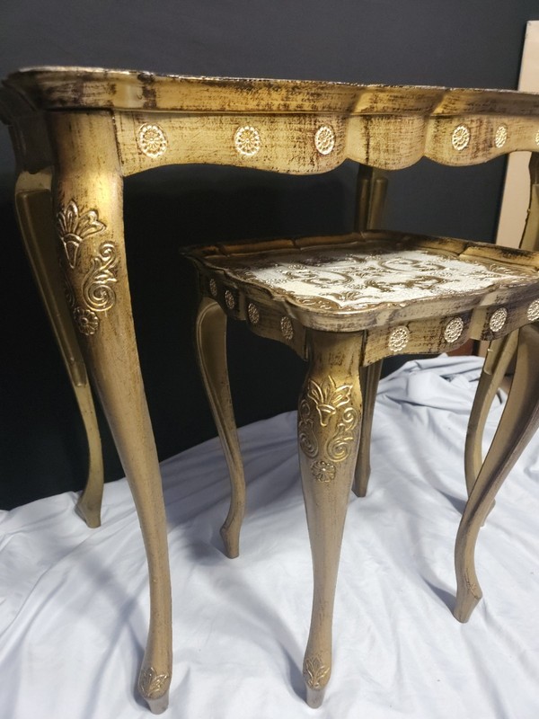 Italian Florentine Gold Gilt Vintage Nesting Tables (2) gallery