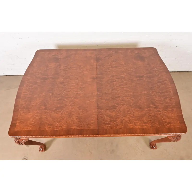 Romweber Chippendale Burl Wood Extension Dining Table, Newly Refinished gallery