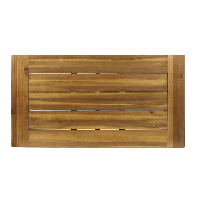 Outdoor Acacia Wood Coffee Table Teak Finish Rustic Metal Brown 27.25*45.75*18" gallery