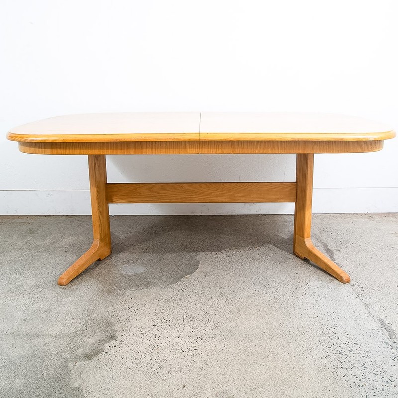 Mid Century Modern Dining Table Rectangular Rounded Blonde Mahogany Vintage Mcm gallery