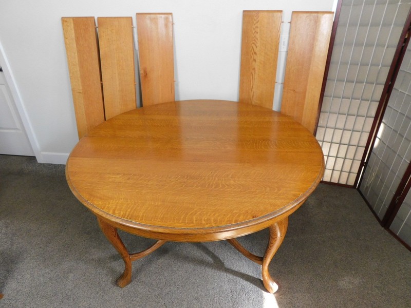 Antique RESTORED c1900 Oak 106″ EXT Round Banquet Dining Table Regency SHIPS VGC