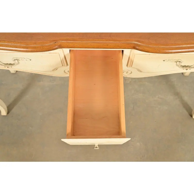 Ethan Allen French Country Cream Lacquered Maple Top Console Table gallery