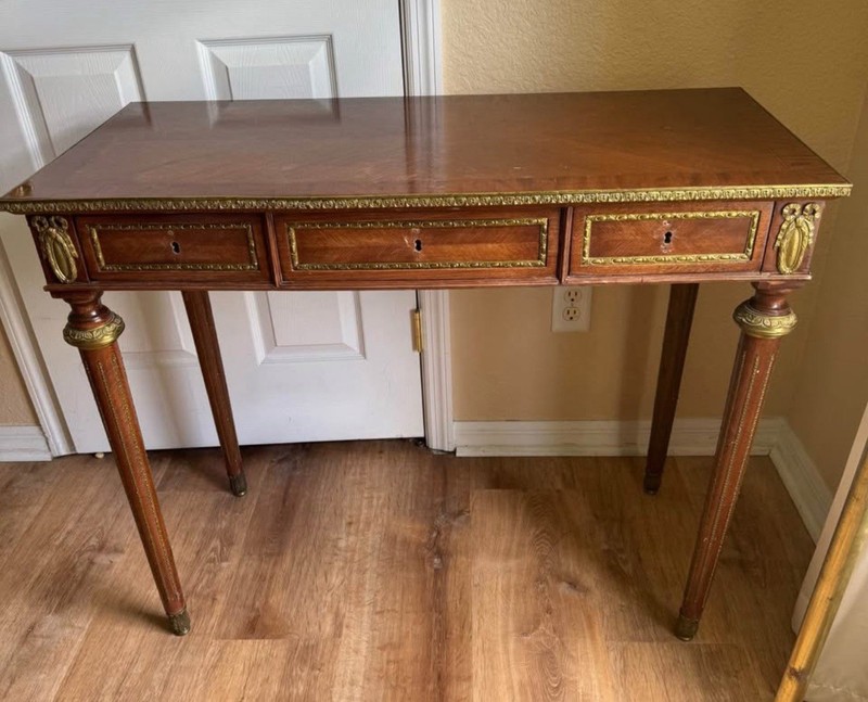 19th Rectangular Bouillotte Louis XVI Desk Table with Bronze Ornaments🎀 gallery
