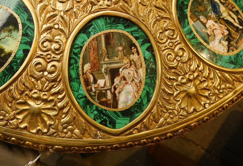 Napoleon III Malachite Centre Table Painted Plaques French Revival gallery