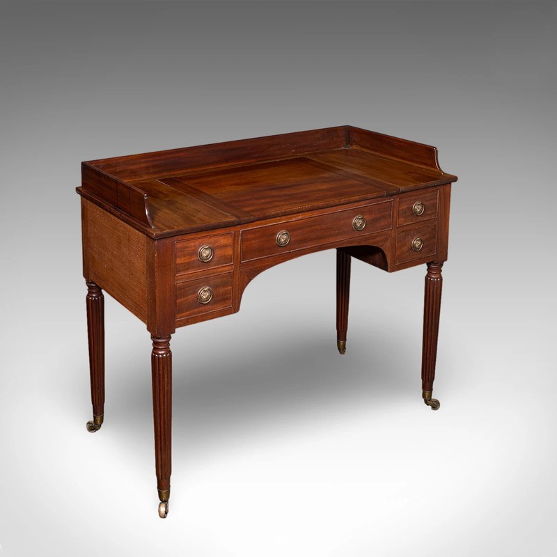 Antique Writing Table, English, Kneehole Desk, Home Office, Study, Regency, 1820 gallery