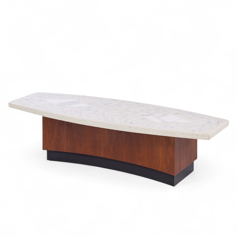 Harvey Probber Mid Century Terrazzo and Walnut Coffee Table gallery