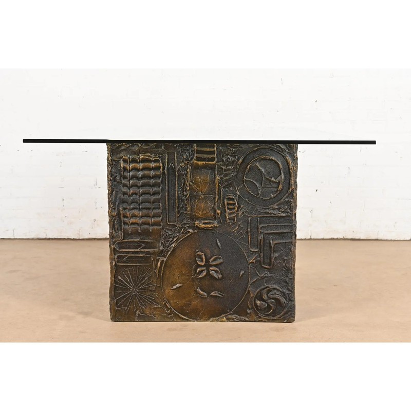 Adrian Pearsall Mid-Century Modern Brutalist Glass Top Dining Table, 1960s gallery