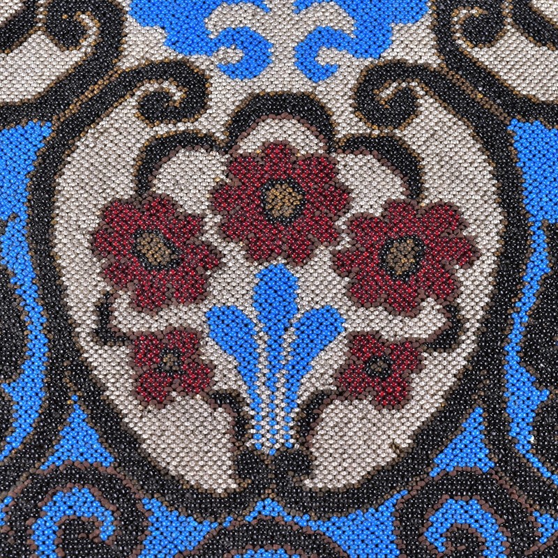 Antique Walnut Side Table with Micro Beaded Top Hand Needlework gallery