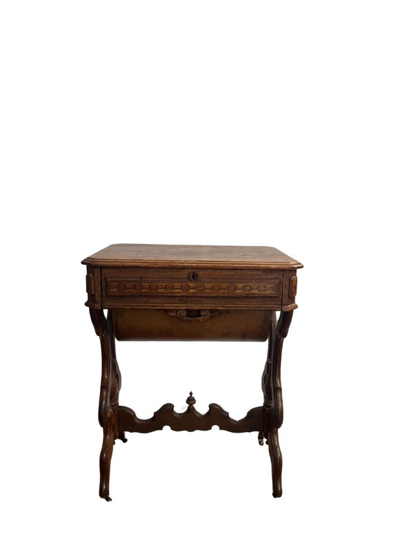 Antique Victorian Sewing Cabinet Table Nightstand with Hidden Drawers