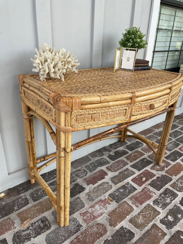 Vintage Wicker Vanity/ Desk Coastal Style gallery