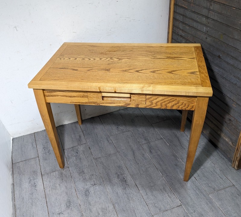 Vintage Handcrafted Rustic Farmhouse Country Solid Oak Wood Table Writing Desk