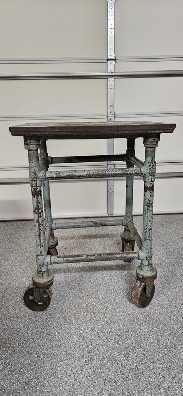 Antique Turtle Table (Printers Layout Table) Industrial Steel Table on Casters