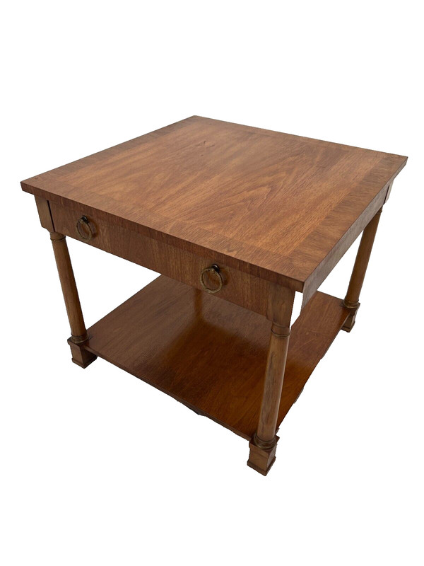 Henredon Nightstand Side Table with one Drawer and bottom Shelf Circa70
