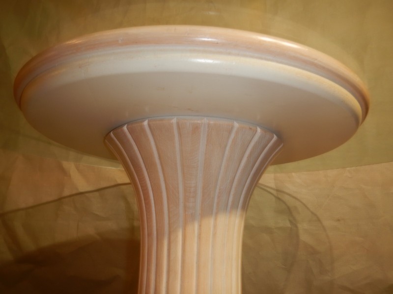 Italian Glass Top Table Beech wood Dining shabby white wash Beachy Boho gallery