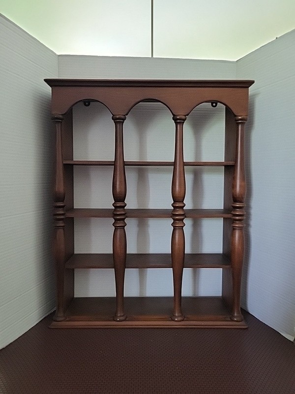 Solid Wood Cup Wall Shelf Spindle And Arch Design Holds 12 Cups (23x18in)