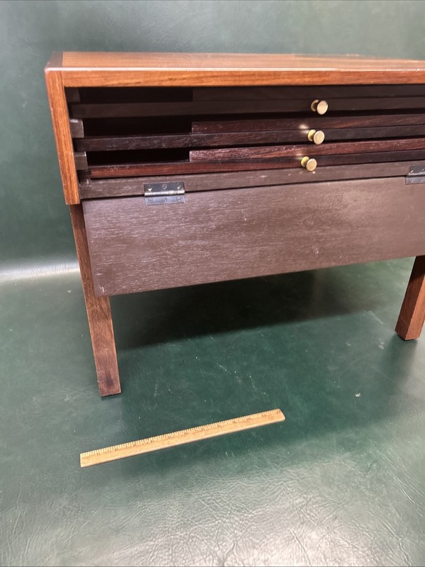 Fine Illum Wikkelso Mid Century Rosewood Folding Snack Table Set ~ Cape Cod gallery