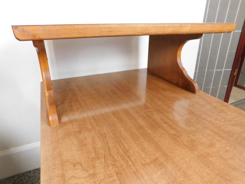 VTG Pair 1950s 2 Tier Step Tables End Lamp Laminate Wet Bar Top Solid Maple gallery