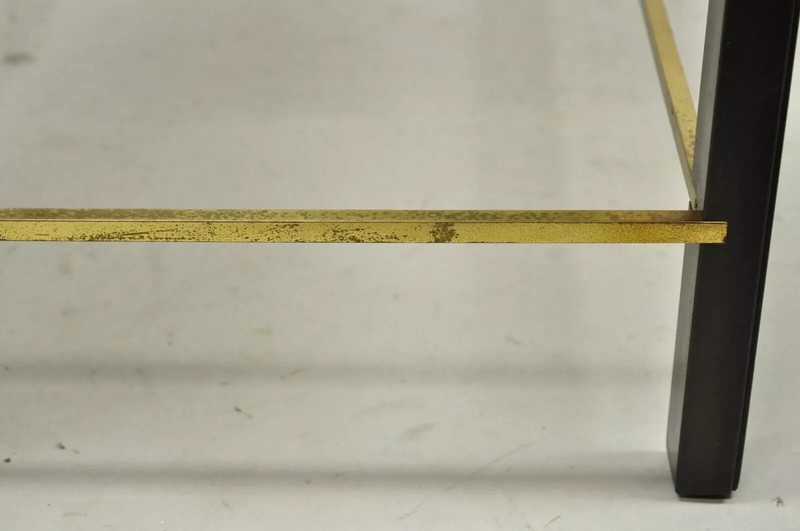 Edward Wormley for Dunbar Mahogany Mid Century Modern Brass Stretcher Side Table gallery