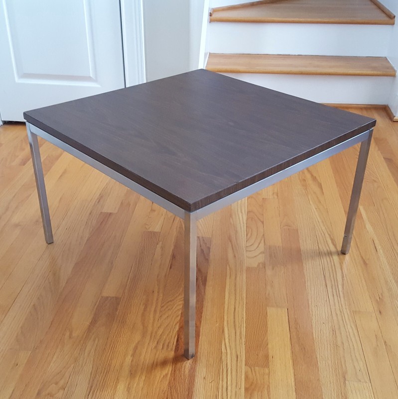 Vintage MCM Florence Knoll Square Table Silver/Brown 1950s/60s Elegant & Sleek!