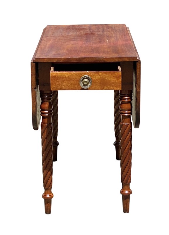 Antique Sheraton Mahogany Drop Leaf Dining Table with Rope Carved Legs gallery