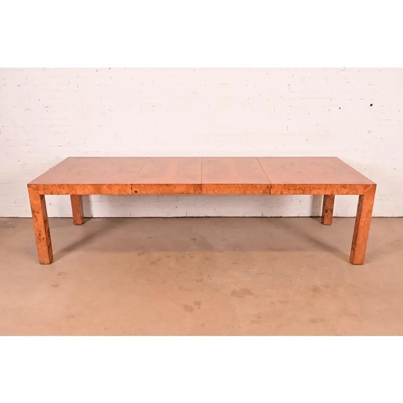 Milo Baughman Mid-Century Modern Burlwood Dining Table, Newly Refinished gallery