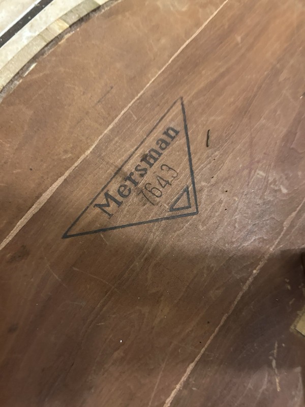 Vintage Mersman Round table, tripod pedestal base gallery