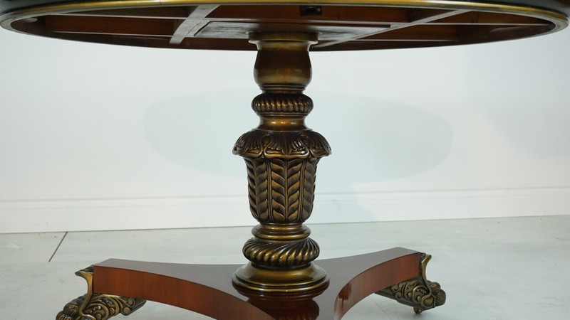Inlayed Mahogany Center Table with Brass detailing and Claw foot gallery