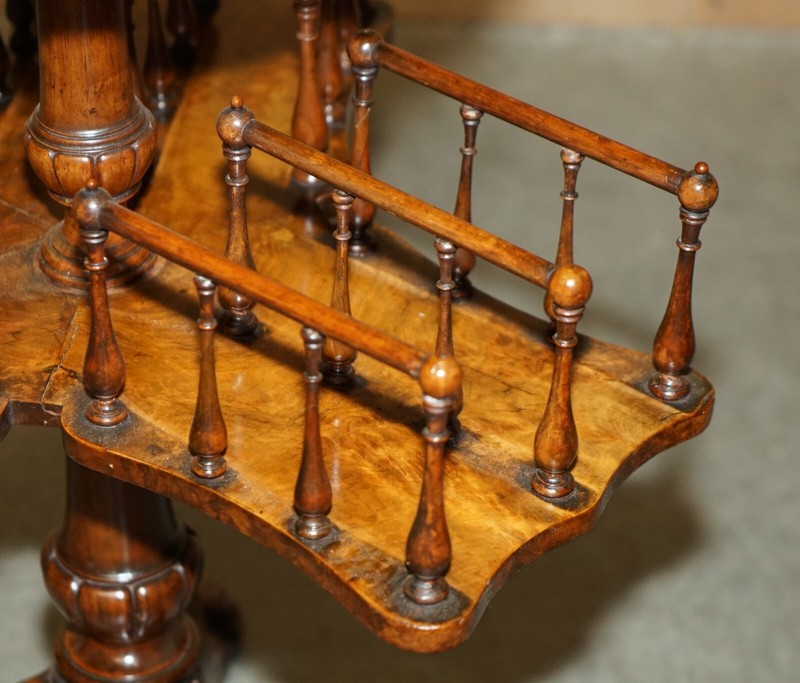 ANTIQUE RESTORED VICTORIAN BURL WALNUT LIBRARY REVOLVING BOOK TABLE BOOKCASE gallery