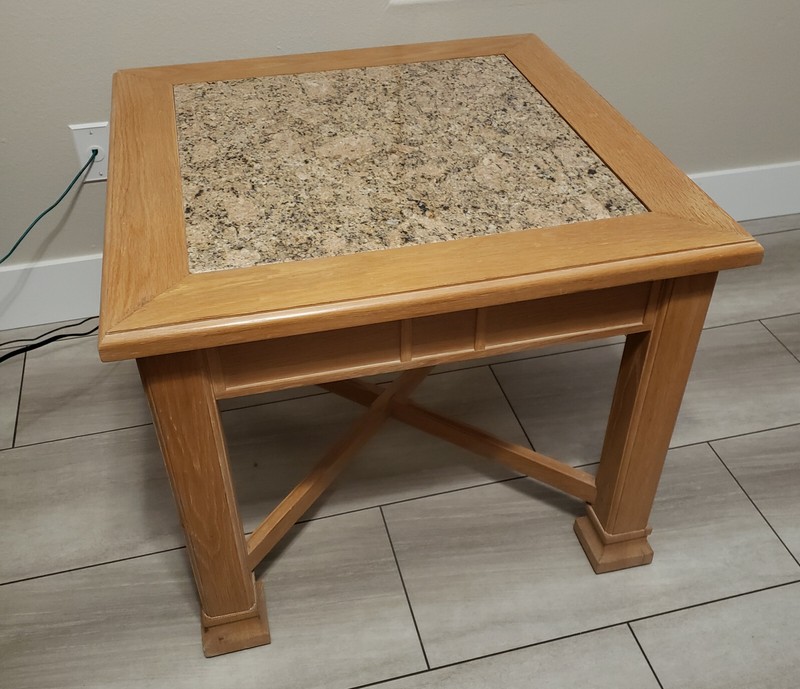 THOMASVILLE AMERICAN REVIVAL LAMP/SIDE TABLE WITH GRANITE-LOCAL PICKUP ONLY