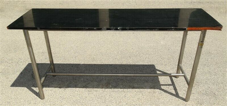 Antique Deco Brushed Chrome Butcher Block Industrial Table Base 6 FEET X 2 FEET