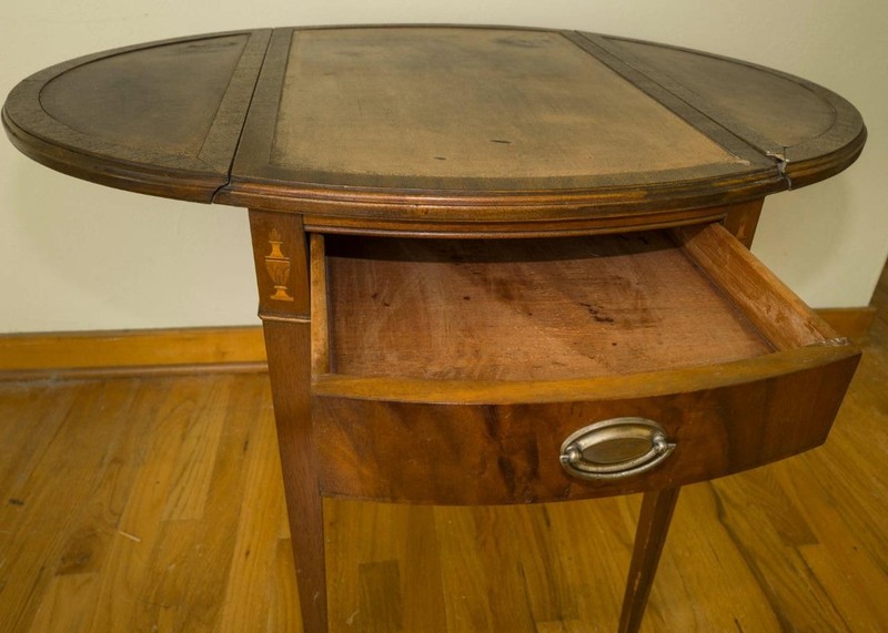 Vintage Fold Down Side Oval Side Table gallery