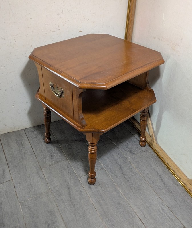 Vintage Heywood Wakefield Solid Maple Wood Colonial 2-Tier Side Table MCM B29 gallery