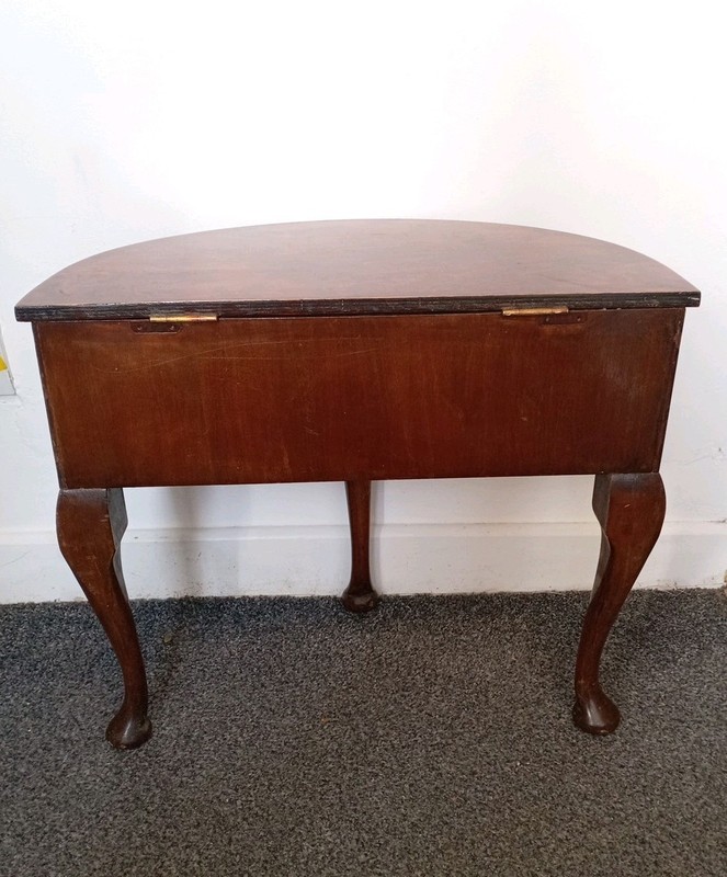 Mahogany Demi-Lune Table - Sewing Table With Box And Lid, Console Table Hall Tea gallery