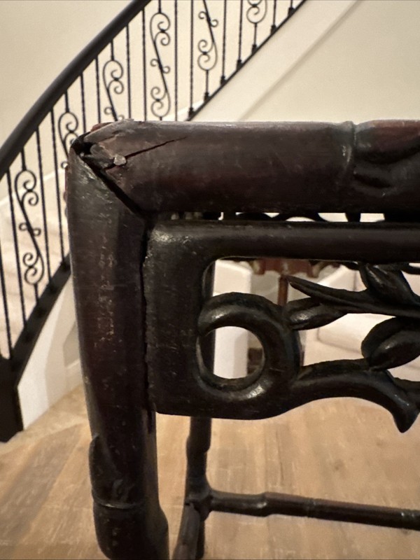 RARE Antique Asian Carved Rectangular Rosewood Plant Stand End Table 1800s gallery