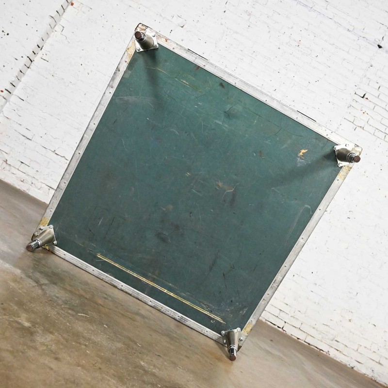 Vintage Industrial Case Low Square Turquoise Coffee Table with Chrome Latches gallery