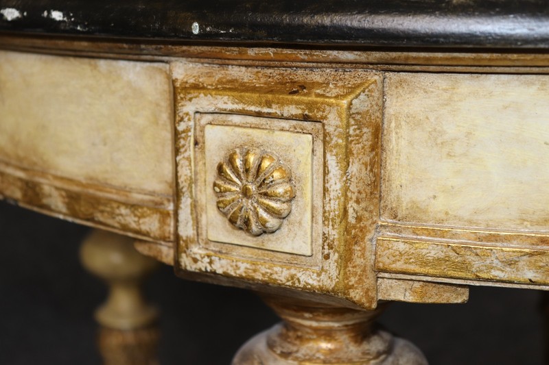 Directoire Style PD & Gilt Accent Center Table w/ Faux Marble top gallery