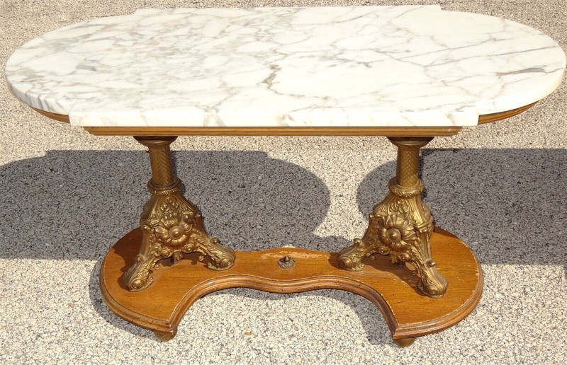 Pair Ornate 1950s Marble Top End Tables gallery