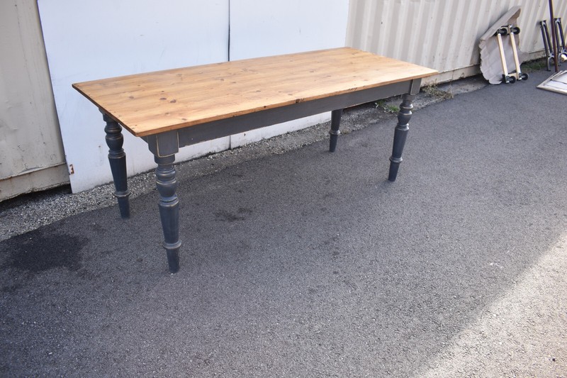 Pine Painted Base Turned Leg Farmhouse Table, Reproduction gallery