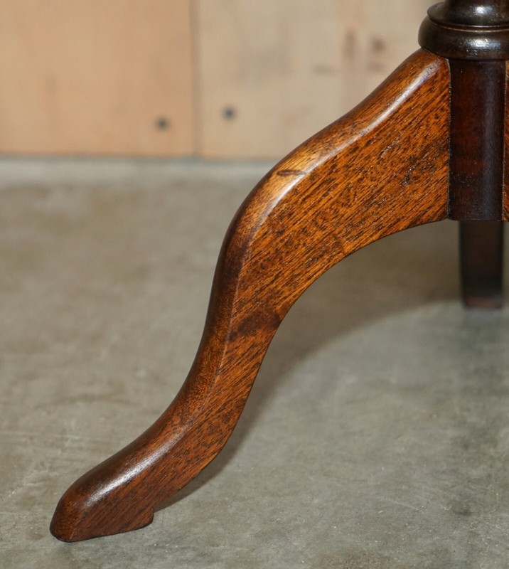 LOVELY GOLD LEAF EMBOSSED OXBLOOD LEATHER TRIPOD SIDE END LAMP WINE TABLE gallery