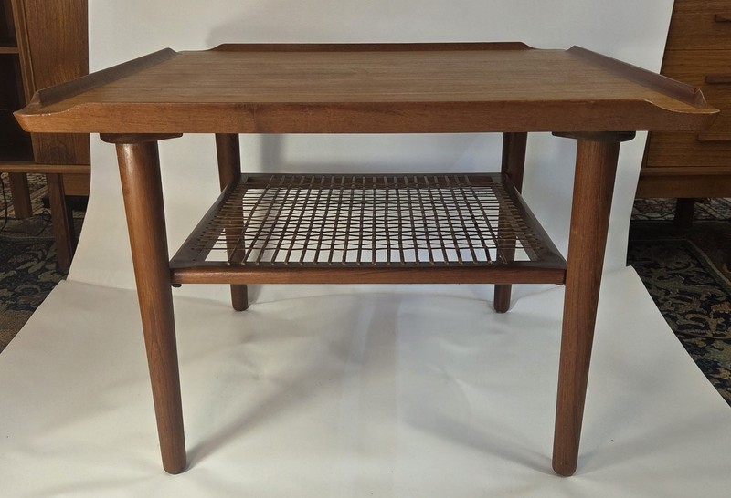 Vintage 60’s Teak & Woven Cane Coffee Table By Poul Jensen for Selig
